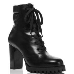 Stuart Weitzman Cyler Leather Heeled Combat Boots Sz 10